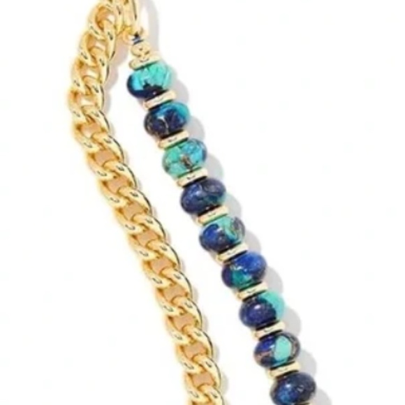 Kendra Scott "Rebecca" Gold Multi Strand Necklace. Bronze Veined Lapis Turquoise - Picture 9 of 9
